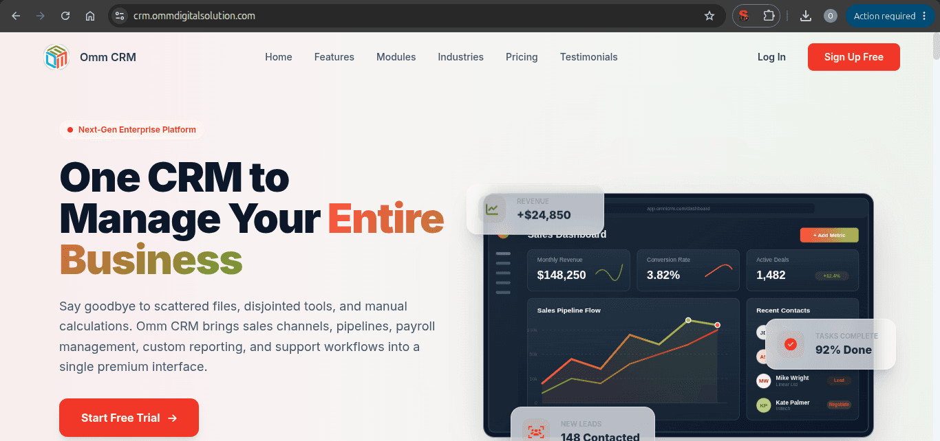 Omm Crm project preview