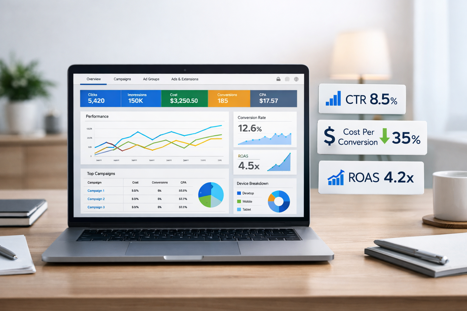 Google Ads Agency Kolkata – OMM Digital Solution Campaign Dashboard