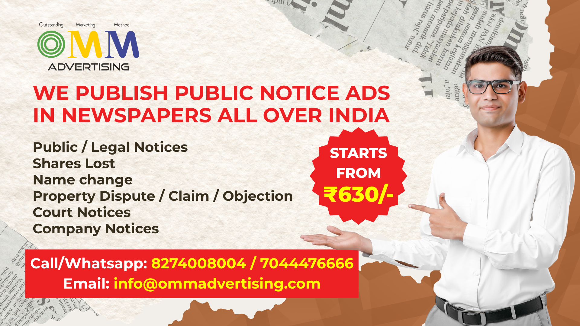 Legal Notice Newspaper ads in Kolkata | Call 8274008004