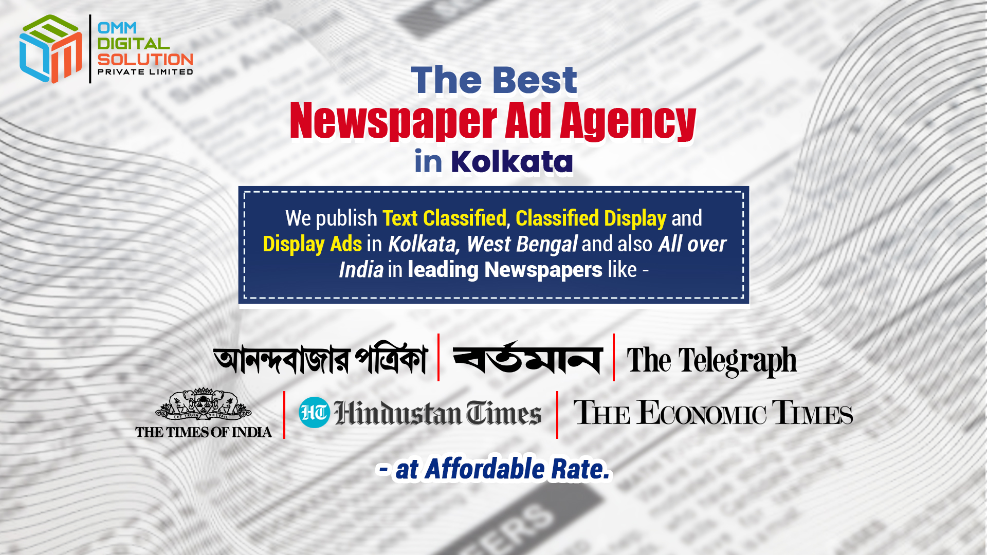 The Best Newspaper Ad Agency in Kolkata – Omm Advertising | Call 8274008004