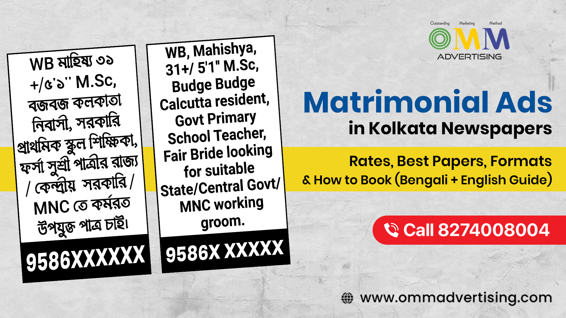 Matrimonial Ads in Kolkata Newspapers – Rates, Best Papers, Formats, and How to Book (Bengali + English Guide)