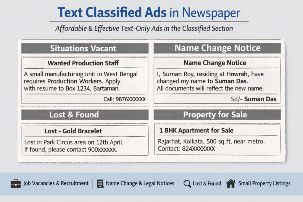 text classified ads in newspaper - omm advertising
