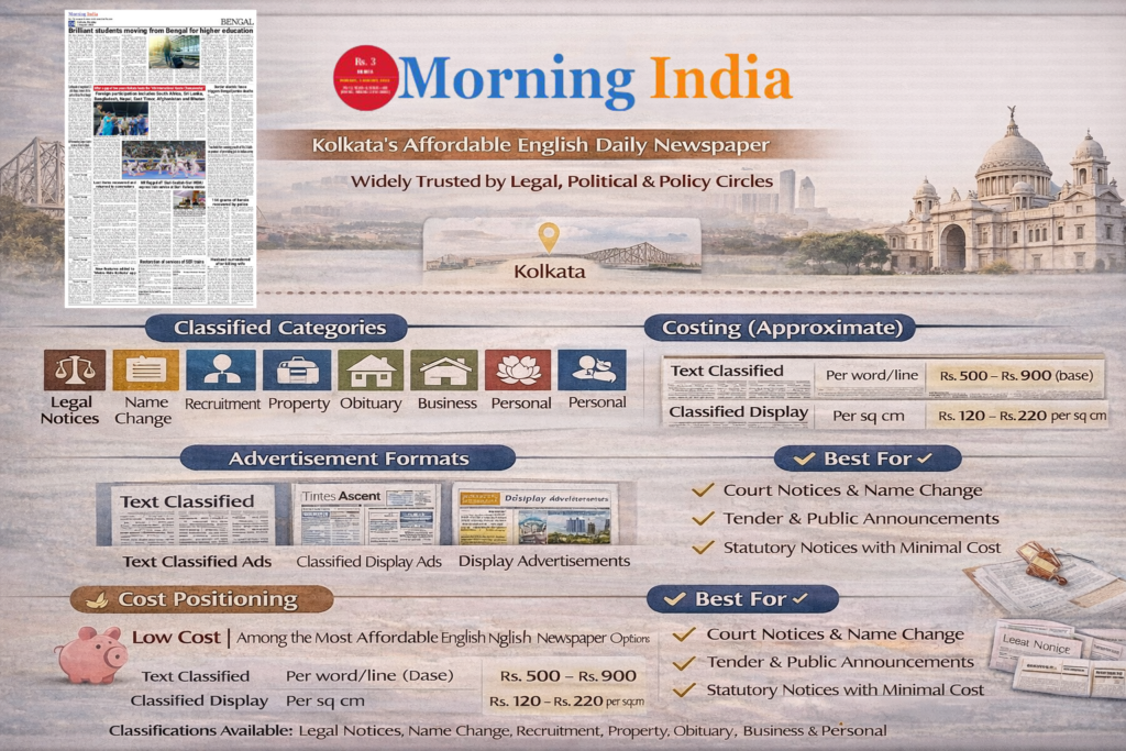 publish classified ads in morning india