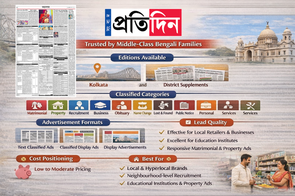 publish classified ads in sangbad pratidin