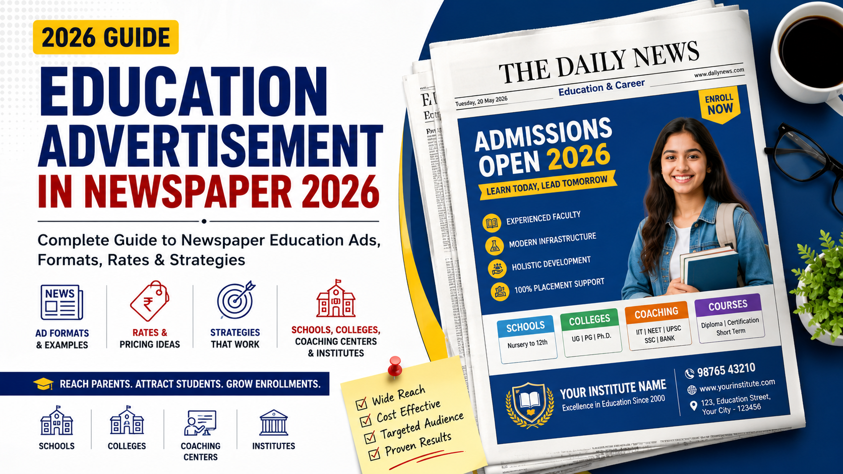 Education Advertisement in Newspaper 2026: Complete Guide to Newspaper Education Ads, Formats, Rates & Strategies